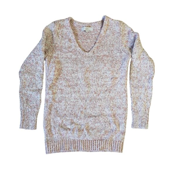 Loft Womens V-Neck Knit Sweater Size S Autumn Classic Preppy Casual Neutral - Picture 1 of 5